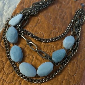 Rachel Reinhardt Elegant Blue Stone Chain Necklace